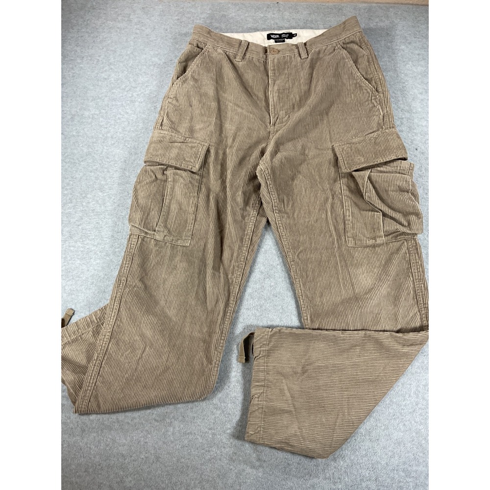 Vans Service Cargo Corduroy Pants Tan Loose Tapered Fit Mens 29 Skateboard 3000